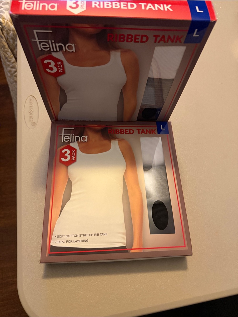 Felina White Ribbed Tank (2) 3-Packs